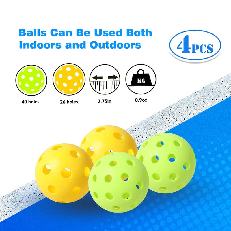 GSE™ Pickleball Paddles Set with 2 Wooden Pickleball Rackets, 2 Indoor & 2 Outdoor Pickleball Balls, Mesh Carrying Bag