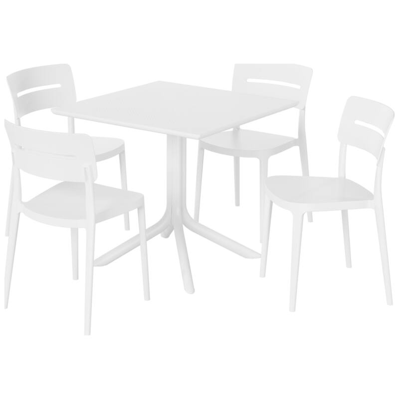 Frond and Form 4-Person Outdoor Square Dining Set - White