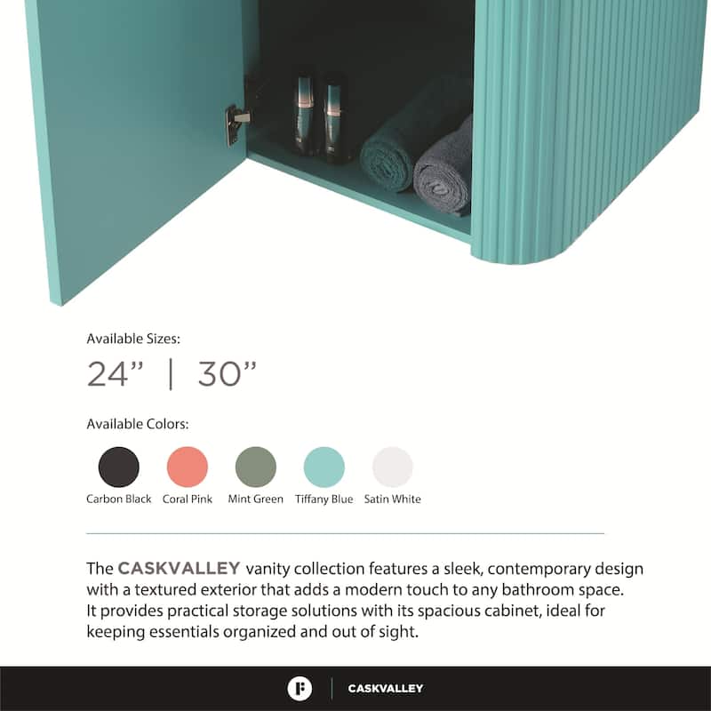 Caskvalley Modern Bathroom Vanity with Straight Fluted Design - Sink Included