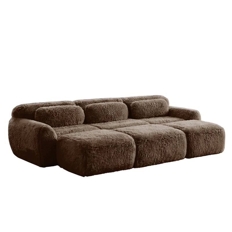 Homy Casa Chocolate Plush Fabric Non-Slip Modular Floor Sofa Sectional
