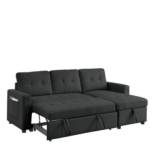 L shape Reversible Sectional Sofa Set 78.5 Pull Out Couch Bed with Storage Chaise and Side Pocket for Living Room Bed Bath Beyond 39042128
