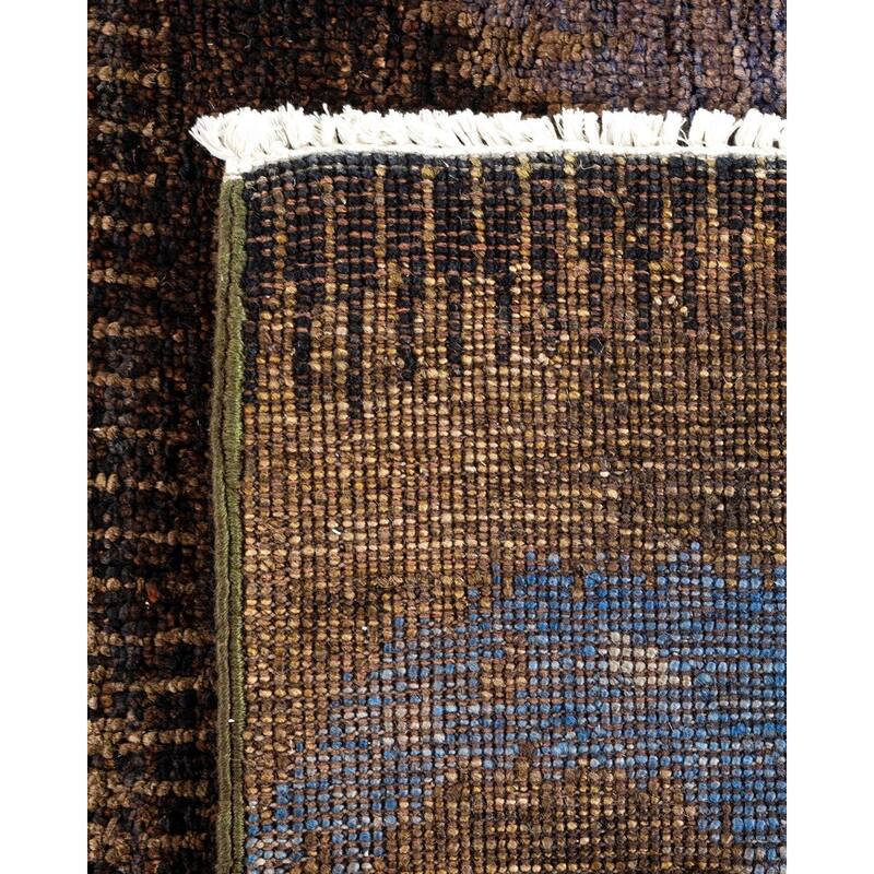 Overton Hand Knotted Wool Vintage Inspired Modern Contemporary Overdyed Black Area Rug - 6' 1" x 11' 9"
