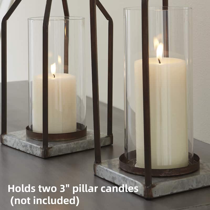 Diedrick Lantern - Set of 2 - Lantern-large: 5.5" W x 5.5" D x 19" H