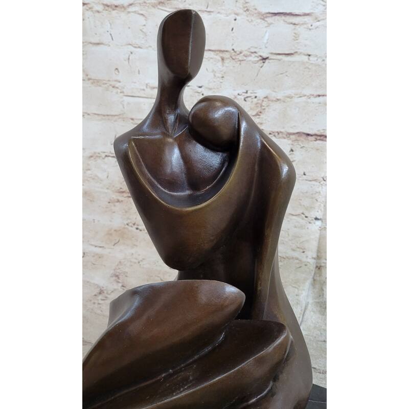Abstract Modern Art Couple Embracing Romantic Lovers Anniversary Bronze Metal Sculpture