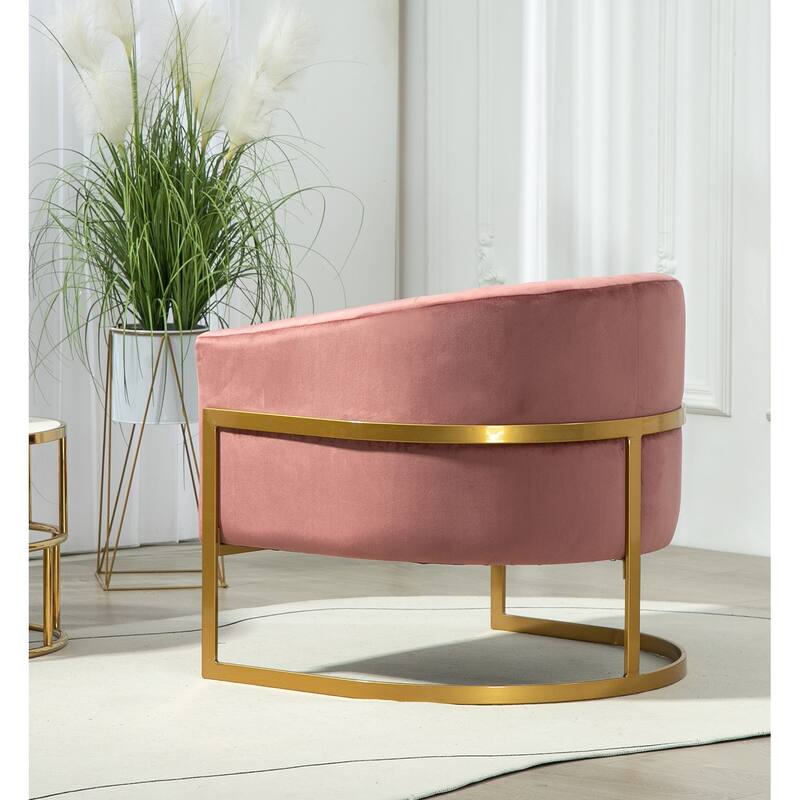 Modern Velvet Gold Accent Armchair