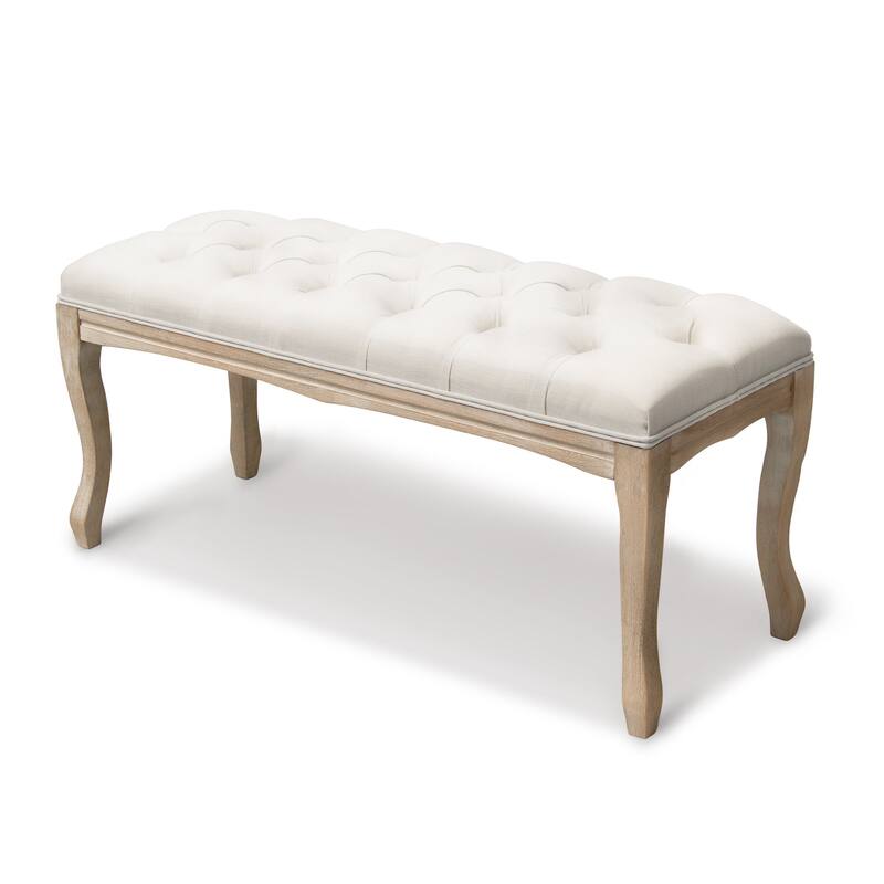 Wooden Upholstered Transitional Tufted Ottoman Bench