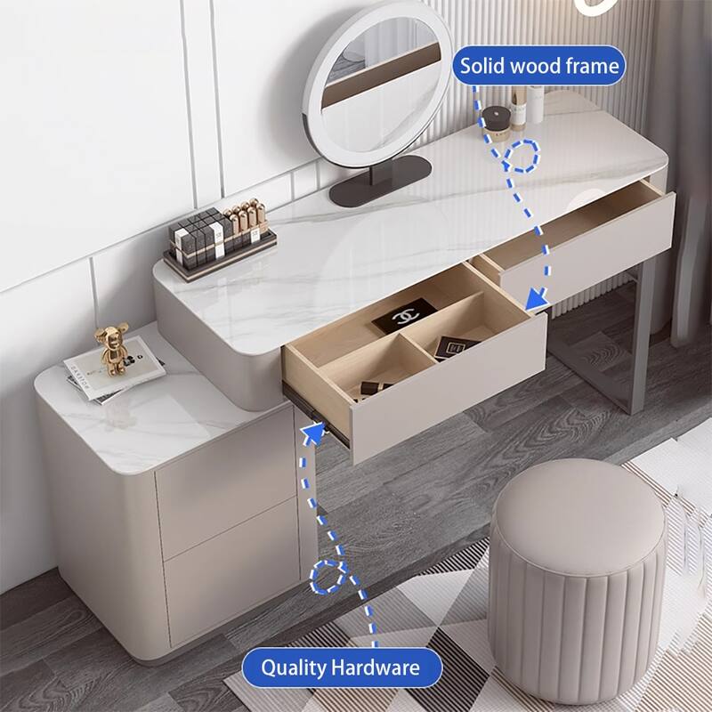 JASIWAY Modern Solid Wood Telescopic Makeup Vanity Desk