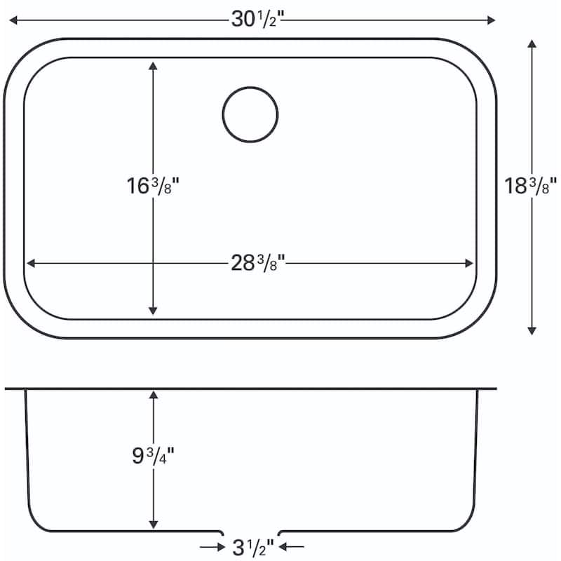 Karran Undermount Stainless Steel 31 in. Single Basin Kitchen Sink Kit