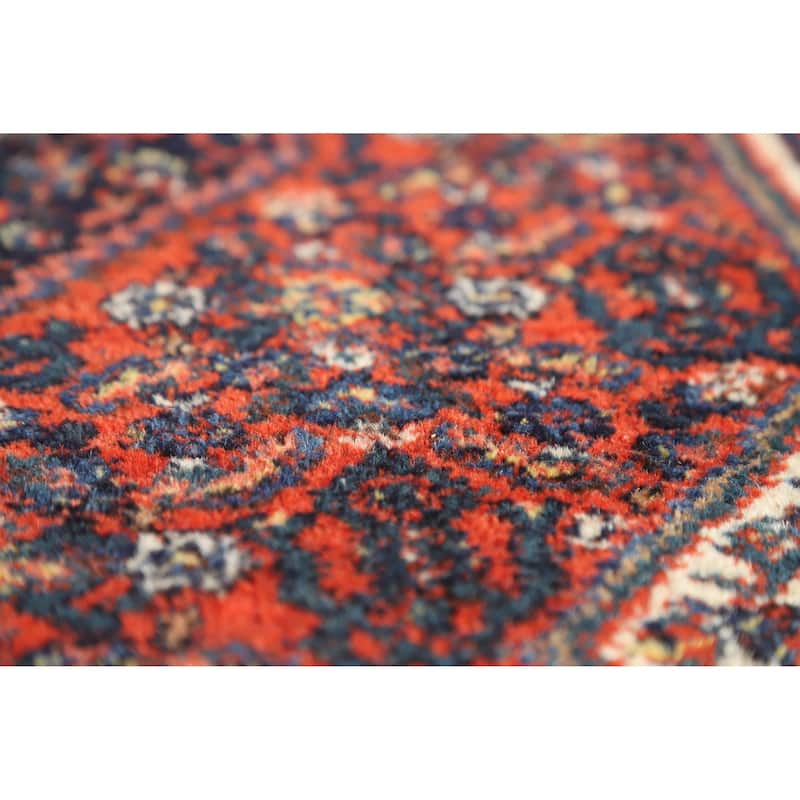 Hand Knotted Oriental 100% Wool Carpet Traditional Medallion Oranges & Rust Senneh Area Rug - 5' 0'' X 3' 7''