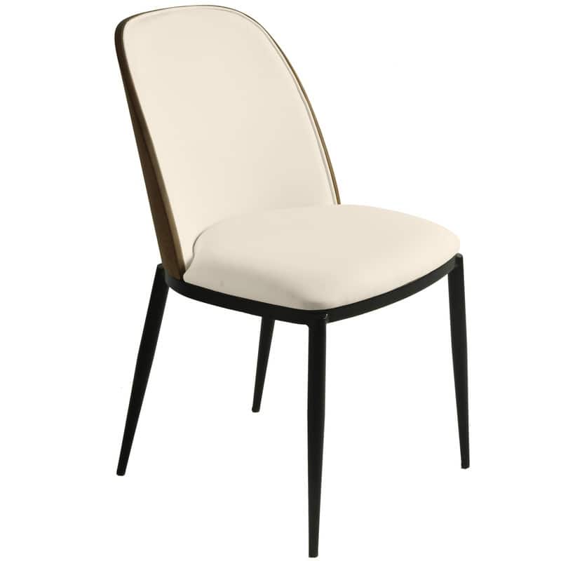 Dining Chair with Upholstered Seat and Back Side Chair with MDF Wood Frame in Black Steel