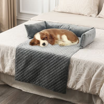 Adeco Velvet Pet Dog Cat Bed for Sofa Couch Bed or Car Blanket Mat