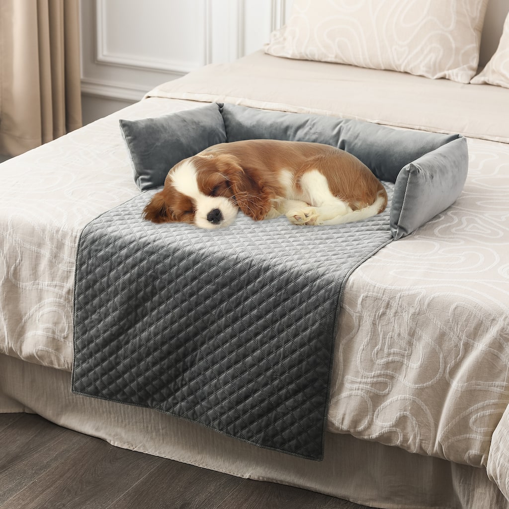 Adeco Velvet Pet Dog Cat Bed for Sofa Couch Bed or Car Blanket Mat