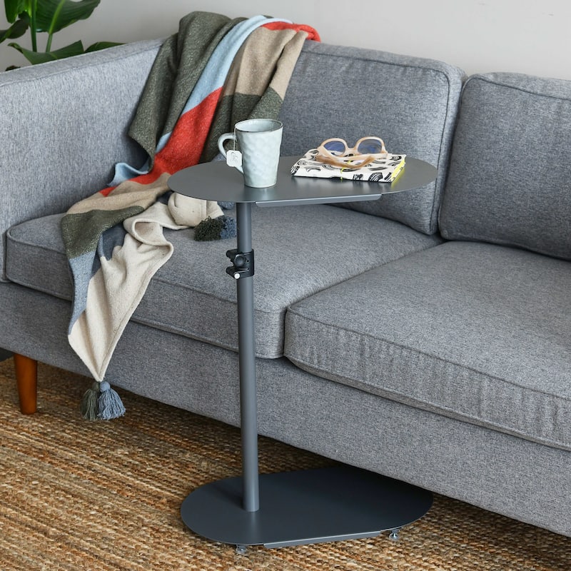Modern Adjustable C-Shaped End Table - 20.0"L x 11.0"W x 32.0"H