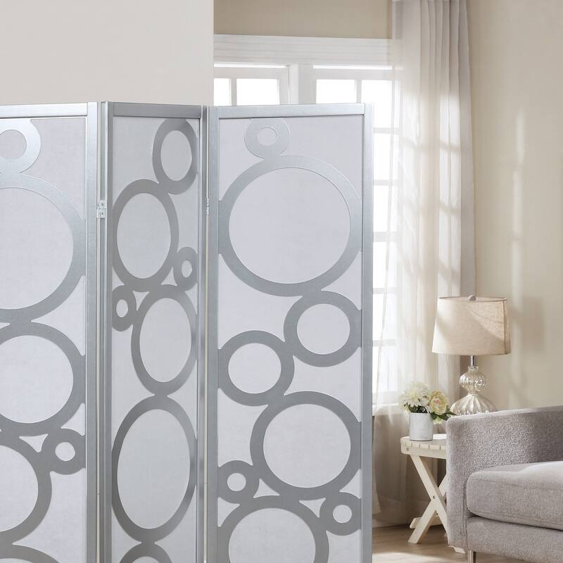 Arvada 4-Panel Wood Room Divider with Circle Pattern