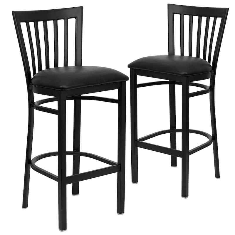 School House Back Metal Restaurant Barstool (Set of 2) - 17.25"W x 19.5"D x 41.75"H - 17.25"W x 19.5"D x 41.75"H