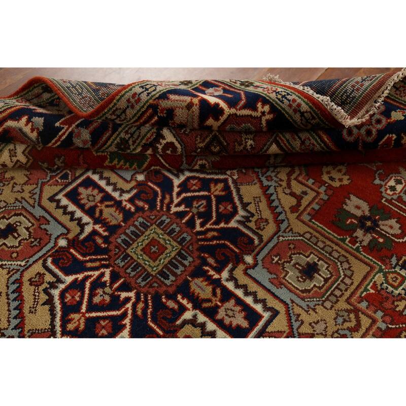 Heriz Serapi Indian Area Rug Hand-Knotted Wool Carpet - 7'9"x 9'8"