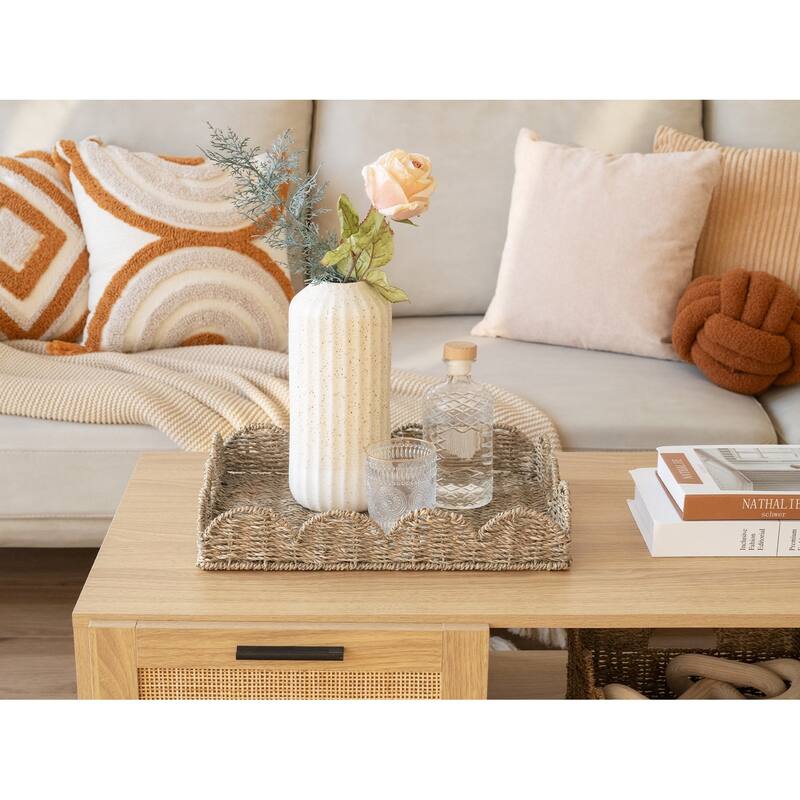 Serving Tray with Built-in Handles, Decorative Tray for Organizing Tabletop