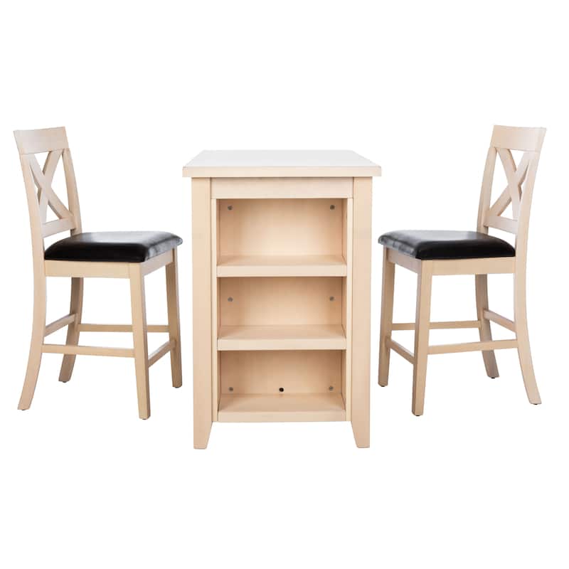 SAFAVIEH Shadya 3-Piece Wood Pub Set - 42" x 24" x 36" - 42Wx24Dx36H