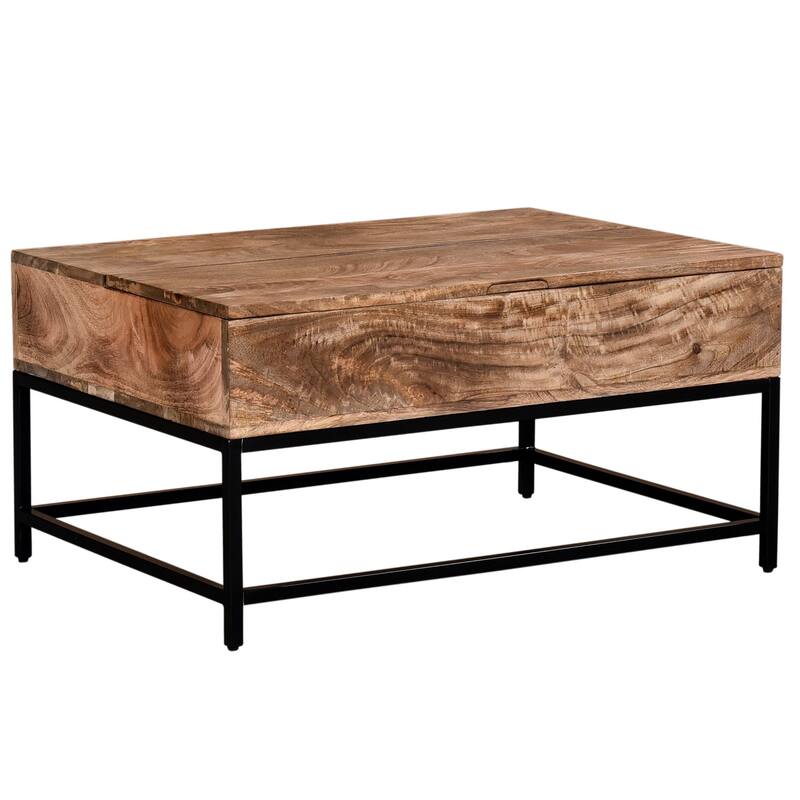 Natural Burnt Coffee Table - 36" - Brown and Black