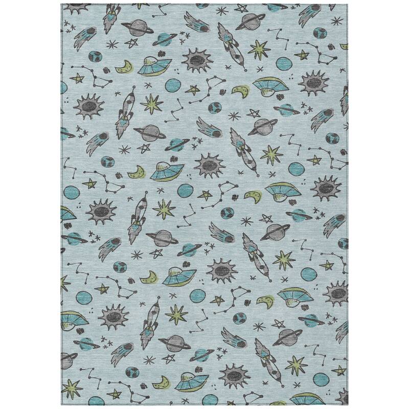 Machine Washable Indoor/ Outdoor Spaceship Chantille Rug
