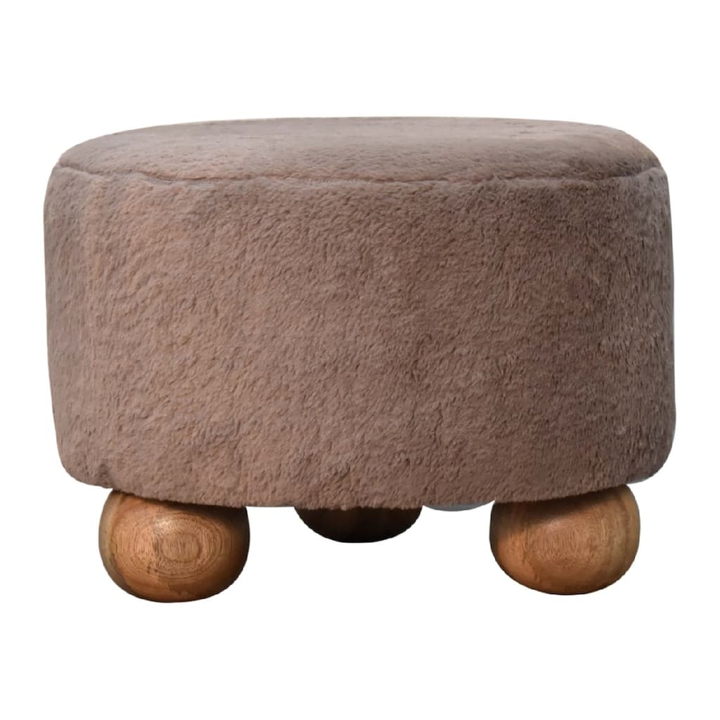 Stylish and Minimalist Faux Fur Round Ball Footstool Easy to assemble