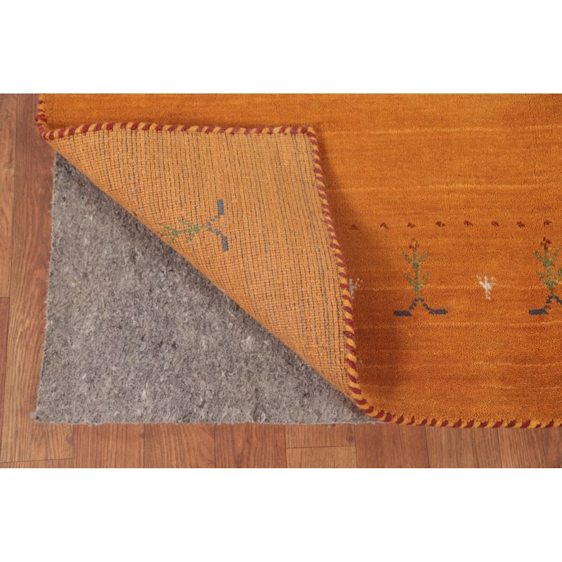 Orange Tribal Gabbeh Oriental Accent Rug Handmade Wool Carpet - 4'2"x 5'11"