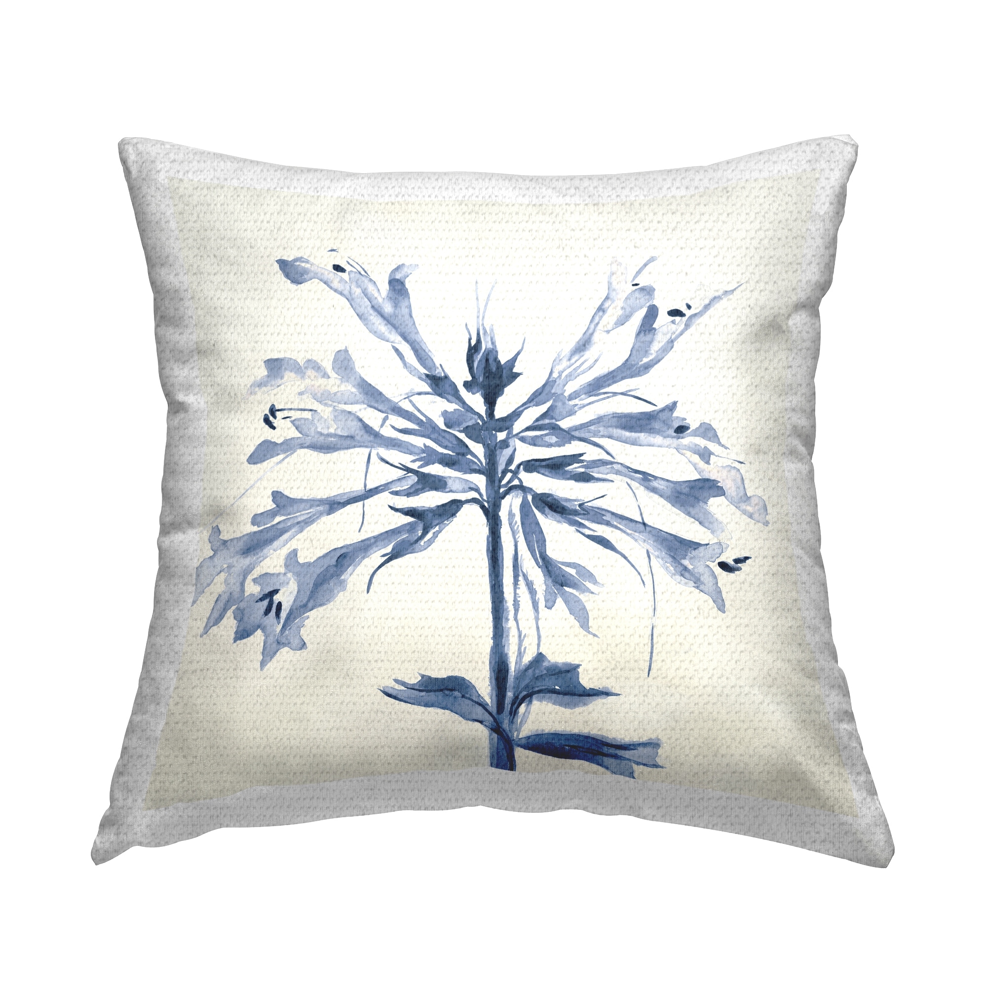Stupell Modern Blue Abstract Flower Printed Outdoor Throw Pillow Design by Liz Jardine