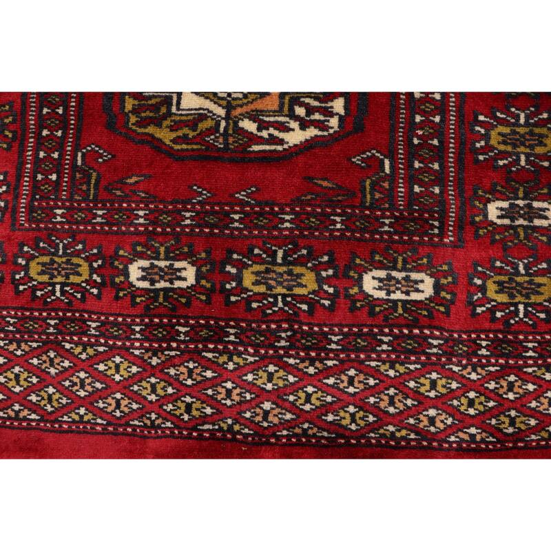 Rustic Bokhara Rivas Red/Beige Hand Knotted Wool Rug - 2'1'' x 3'0''