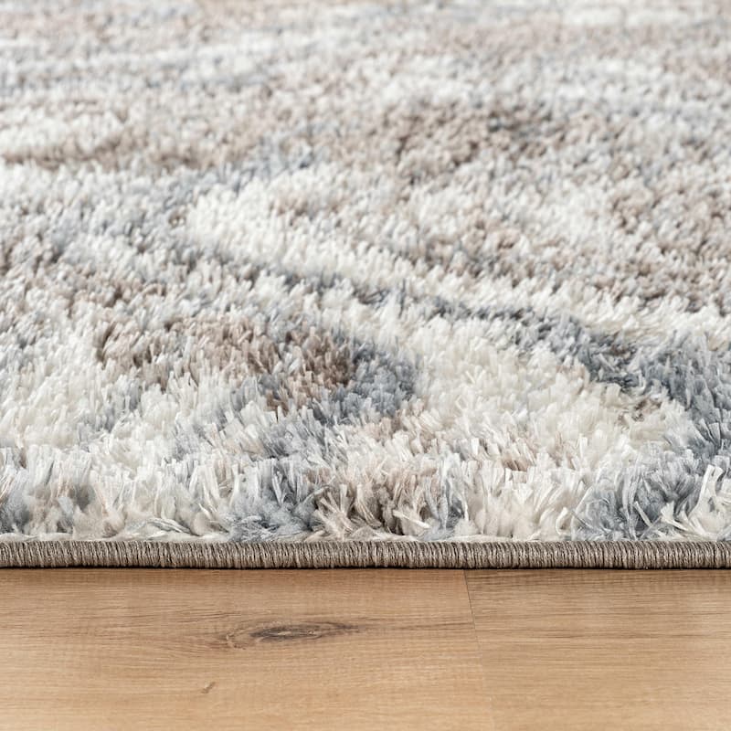 Abstract Marble Shag Rug - Anthracite Dark Gray - Plush Medium Pile, Durable with Jute Backing