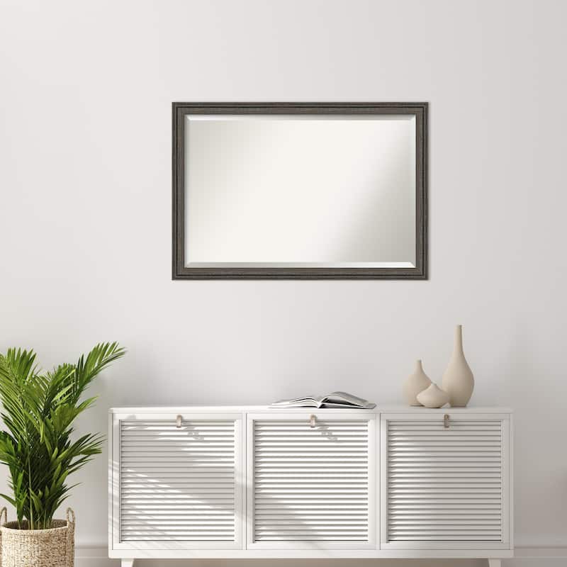 Upcycled Beveled Wood Framed Wall Mirror