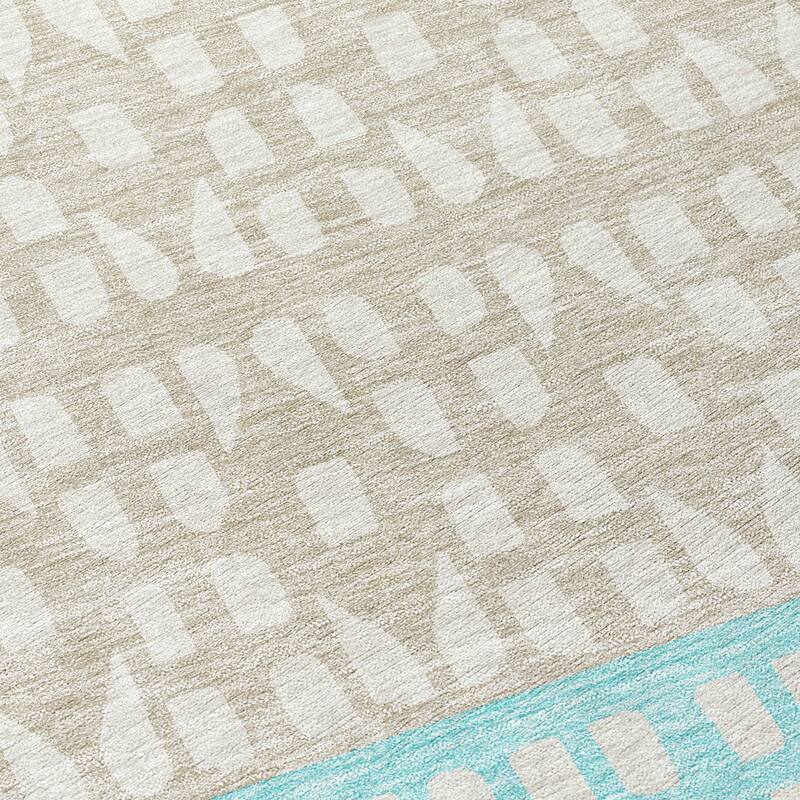 Machine Washable Indoor/ Outdoor Stripe Geo Chantille Rug