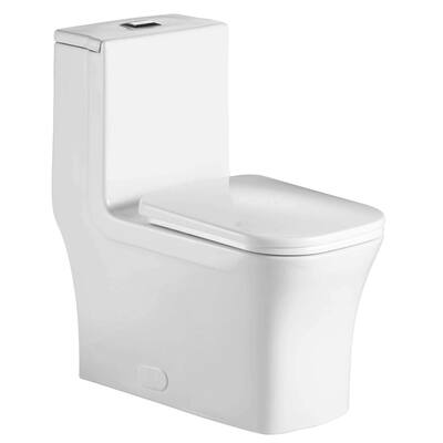 Fine Fixtures Dual-Flush Elongated One-Piece Toilet with High Efficiency Flush