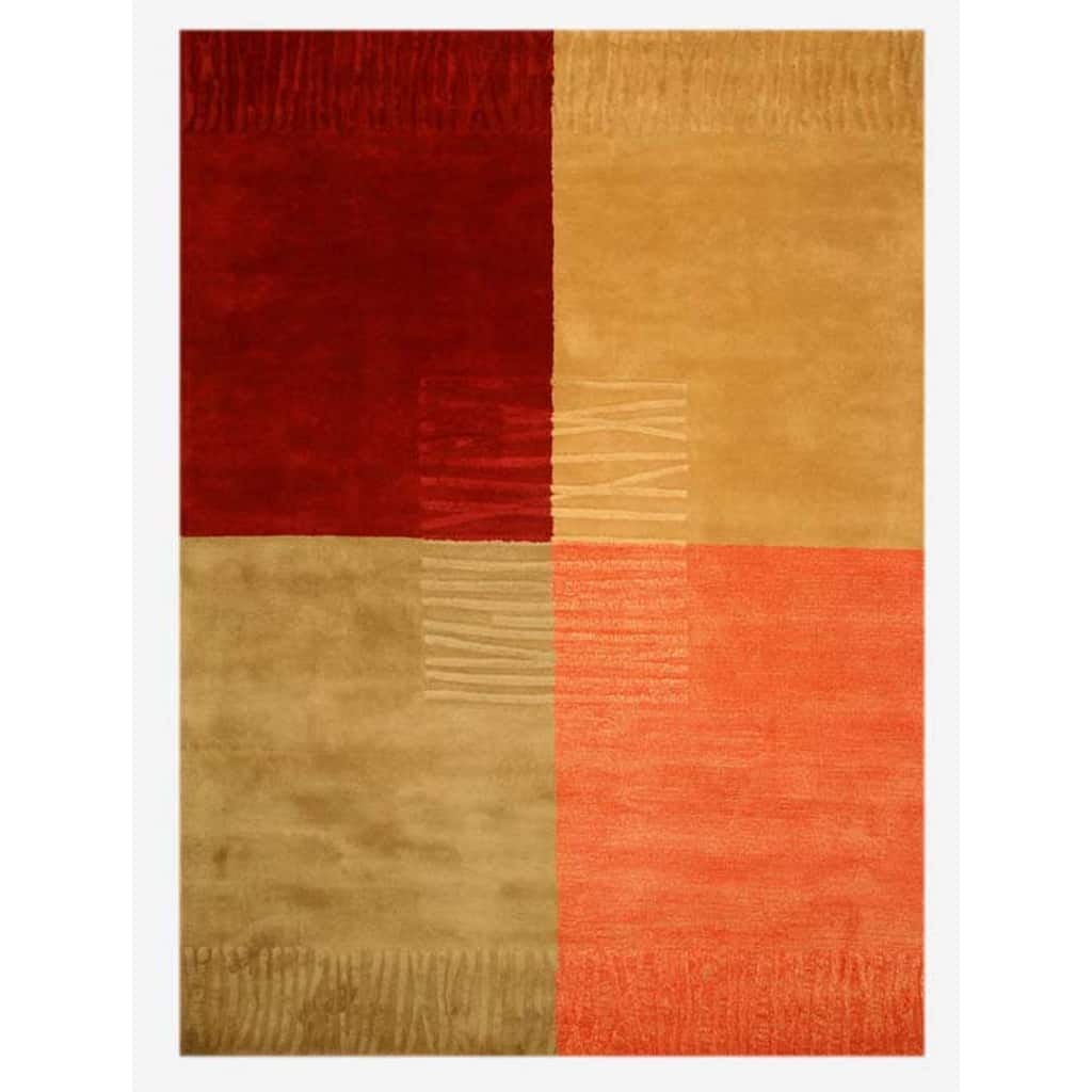 EORC Hand-tufted Wool Multi New Red Modern Rug