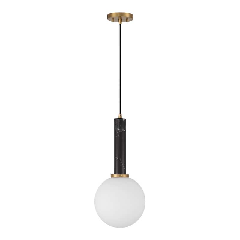 Callaway 1-Light Pendant - Black Marble with Warm Brass