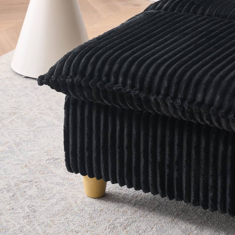 Single Sofa with Ottoman, Comfy Corduroy Upholstered Armchair, Lounge Chair with Throw Pillows for Living Room, Balcony