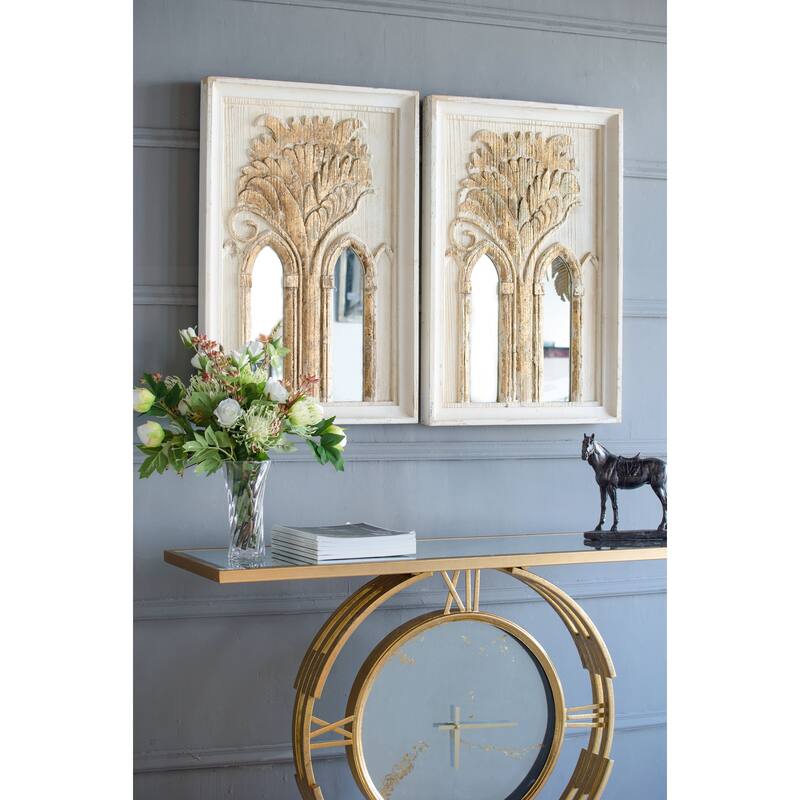Mid-Century Modern Wall Mirror with Gold Leaf Details Set of 2