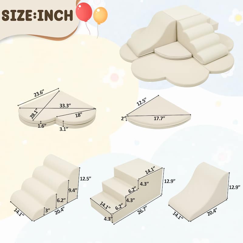 6PS Soft Foam Climber Play Set - Baby Crawling & Climbing Blocks, Activity Toys for Child Development, Non-Slip Foam Structure