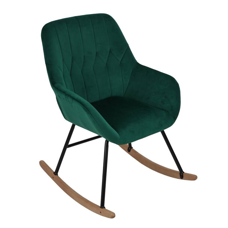 Upholstered Velvet Rocking Chair - Green