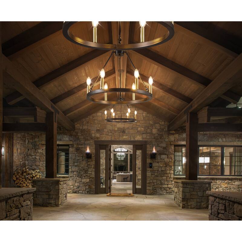 6/12-Light Wagon Wheel Farmhouse Chandelier