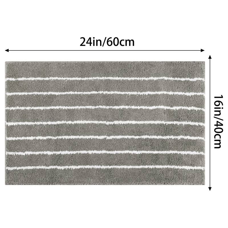 Striped Bathroom Rug, Non-Slip Soft Fluffy Bath Carpet, Water Absorbent Bathmat