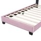 preview thumbnail 9 of 18, Twin Size Platform Bed Frame Velvet Upholstered Headboard Wooden Slats Support, Kids Wood Platform Bed Easy Assembly