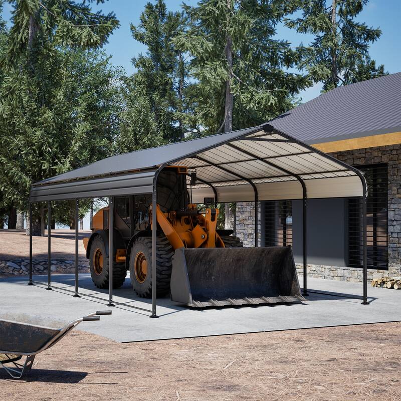 GDFStudio - Oliver Heavy Duty Outdoor Carport Gazebo with Waterproof Shade and Reinforced Base