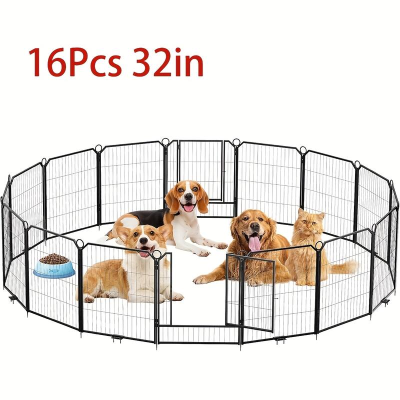 Portable Dog Playpen, Multi-Panels with Gate for Different Size Dogs - 16Pcs 32in