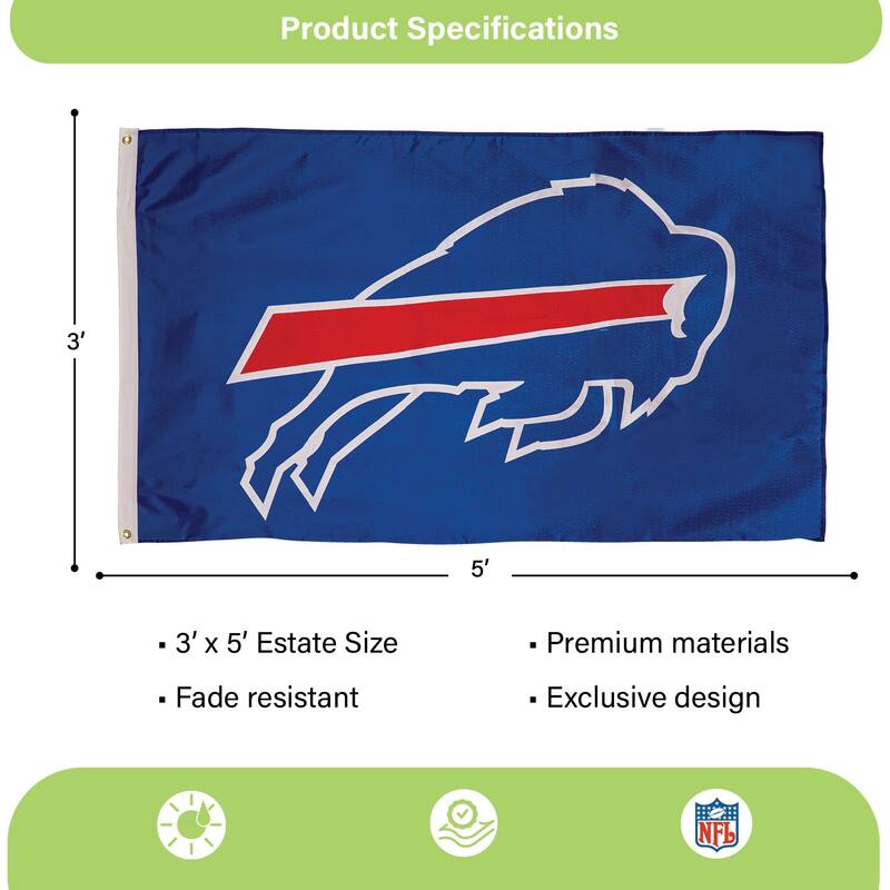 Buffalo Bills Single Sided Flag w/ 2 Grommets, 3'x5'