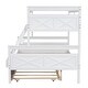 preview thumbnail 12 of 10, Stylish & Simple Twin over Full Bunk Bed with Trundle, Inclined Ladder and Safety Full-length Guardrail, Space-saving, White