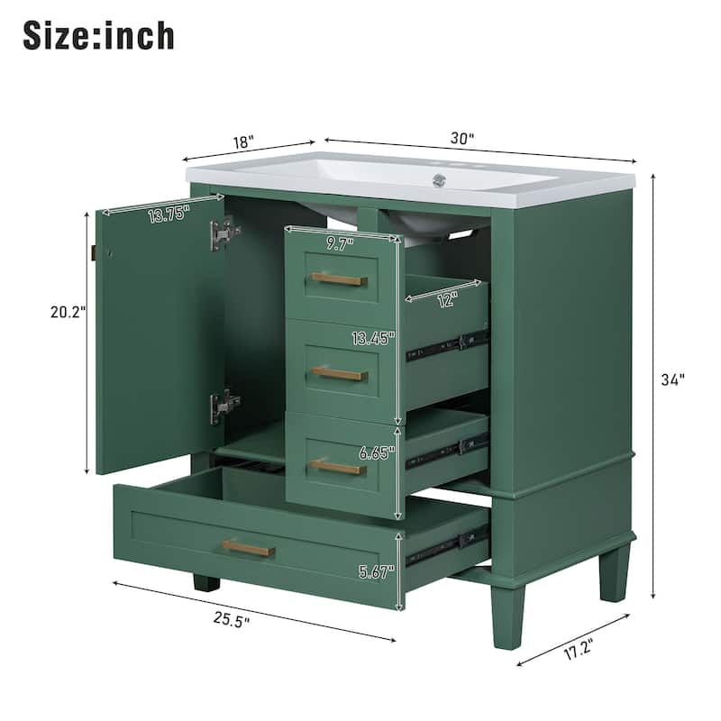 30" Bathroom Vanity Cabinet with Sink Combo Set