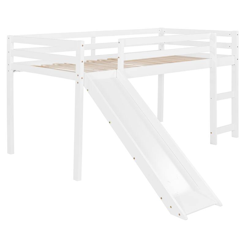 Loft Bed with Slide, Multifunctional Design, Twin