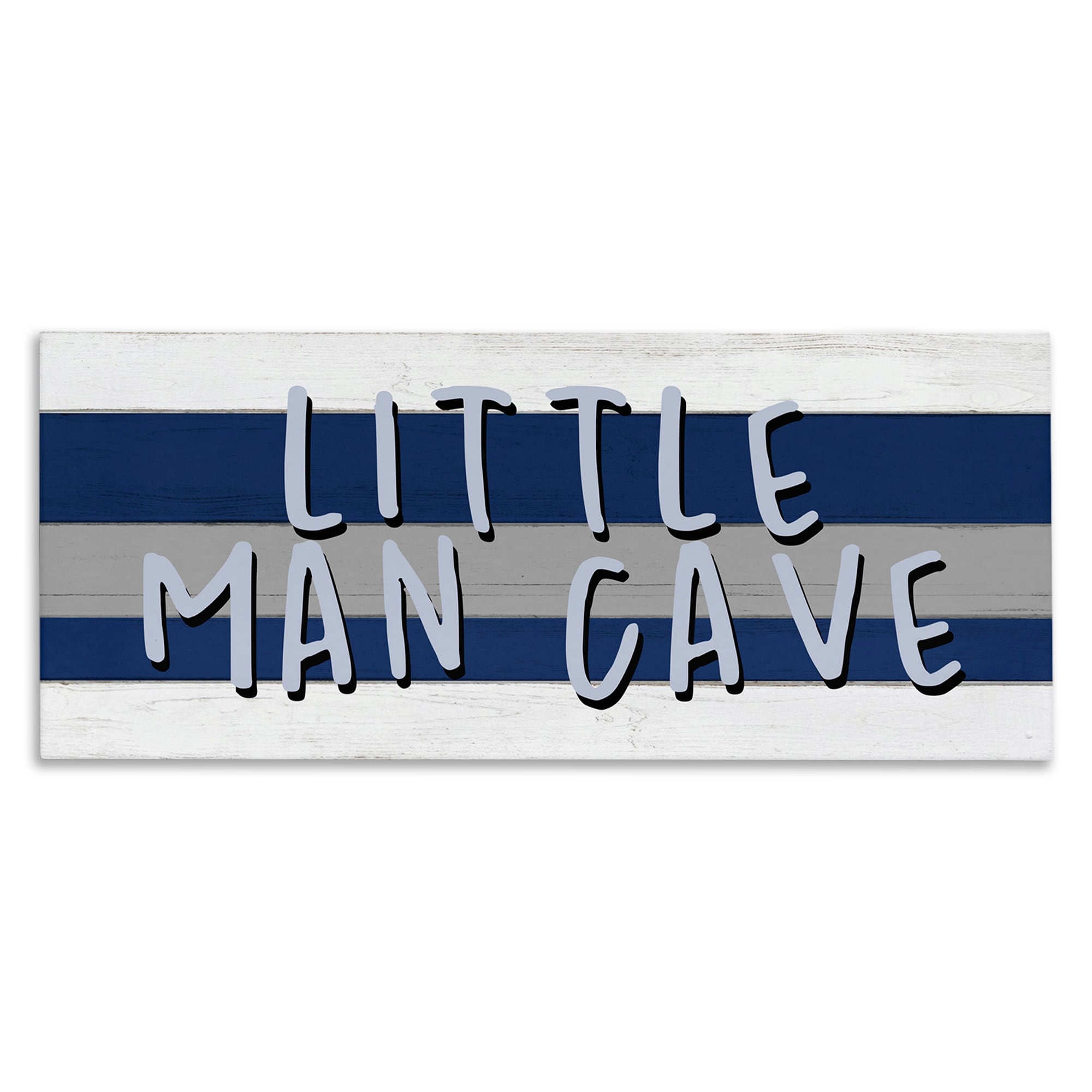 Stupell Boy's Little Man Cave Playroom Sign Blue White Canvas Wall Art - Multi-Color