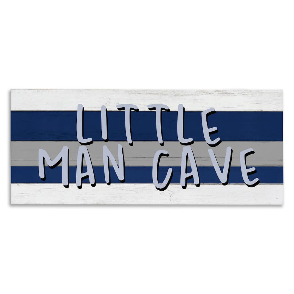 Stupell Boy's Little Man Cave Playroom Sign Blue White Canvas Wall Art - Multi-Color