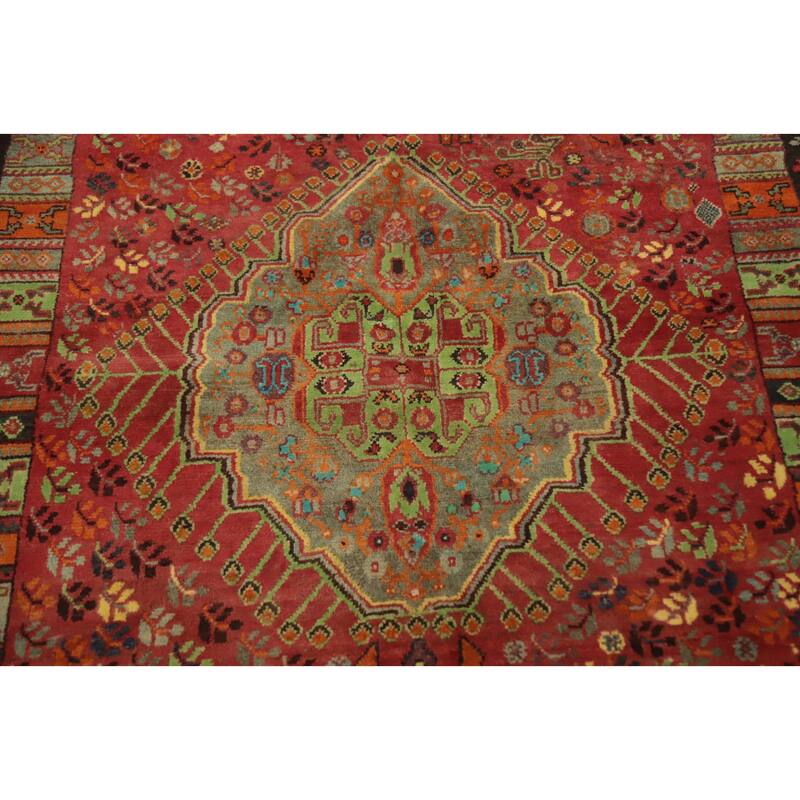 Hand Knotted Oriental 100% Wool Carpet Traditional Medallion Red Shiraz Area Rug - 8' 2'' X 5' 3''